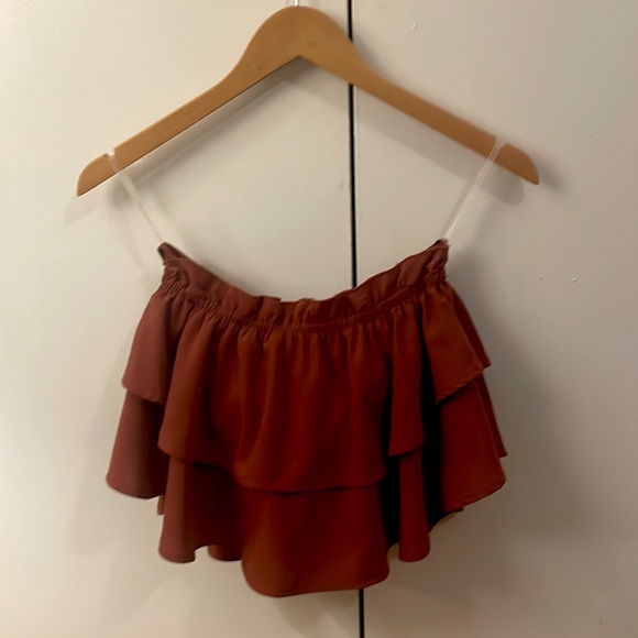 Morris Day The Label terracotta ruffle crop top - Picture 2 of 2